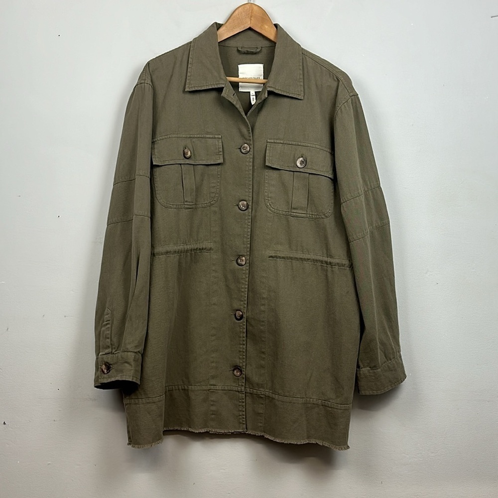 Avec Les Filles Khaki Green Cotton Military Jacket Sz L